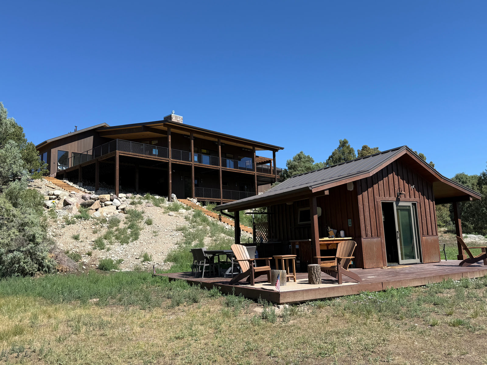Riverside Boathouse Overlook residence above the existing riverside boathouse in Salida, Colorado.
